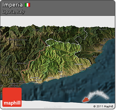 Satellite 3D Map of Imperia, darken