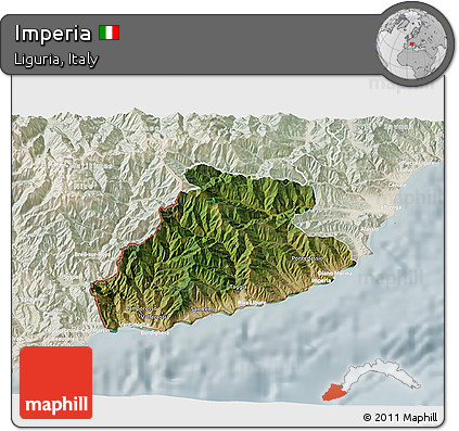 Satellite 3D Map of Imperia, lighten
