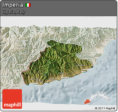 Satellite 3D Map of Imperia, lighten