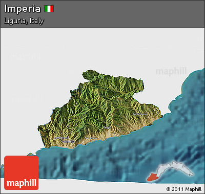 Satellite 3D Map of Imperia, single color outside
