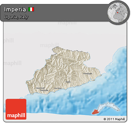 Shaded Relief 3D Map of Imperia, single color outside