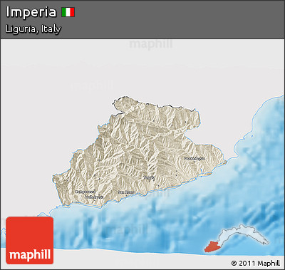 Shaded Relief 3D Map of Imperia, single color outside