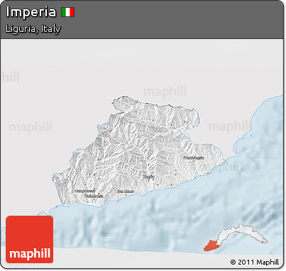 Silver Style 3D Map of Imperia, single color outside