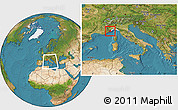 Satellite Location Map of Imperia, highlighted parent region, within the entire country
