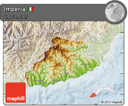 Physical Map of Imperia, lighten