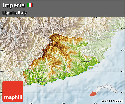 Physical Map of Imperia, lighten