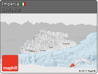 Gray Panoramic Map of Imperia, single color outside