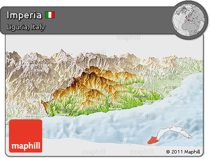 Physical Panoramic Map of Imperia, lighten