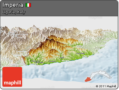 Physical Panoramic Map of Imperia, lighten