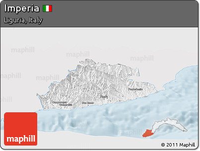 Silver Style Panoramic Map of Imperia, single color outside