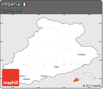 Silver Style Simple Map of Imperia, cropped outside