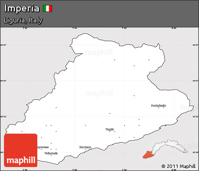 Silver Style Simple Map of Imperia, cropped outside