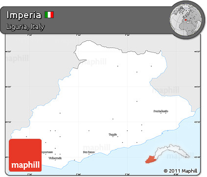 Silver Style Simple Map of Imperia, single color outside