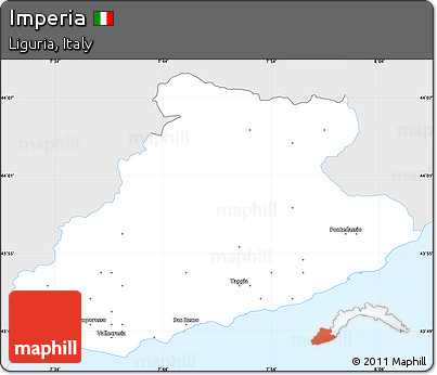 Silver Style Simple Map of Imperia, single color outside