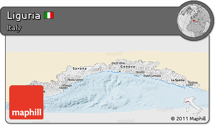 Classic Style Panoramic Map of Liguria, single color outside
