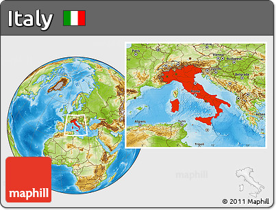 Physical Location Map of Italy