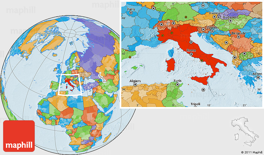 World Map Italy And France Political Location Map Of Italy