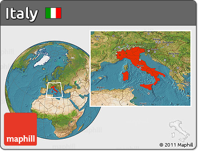 Satellite Location Map of Italy