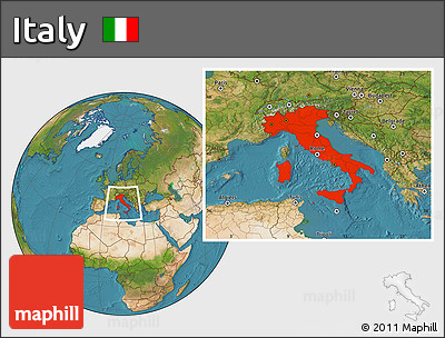 Satellite Location Map of Italy