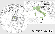 Savanna Style Location Map of Italy, blank outside