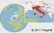 Savanna Style Location Map of Italy, highlighted continent