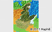 Satellite 3D Map of Brescia, political outside