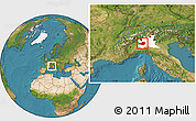 Satellite Location Map of Milano, highlighted parent region