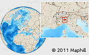 Shaded Relief Location Map of Milano