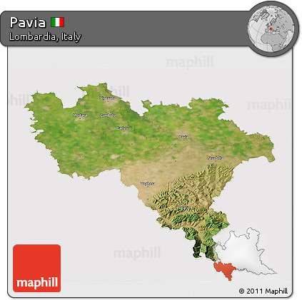 Satellite 3D Map of Pavia, cropped outside