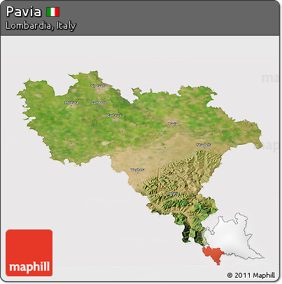 Satellite 3D Map of Pavia, cropped outside