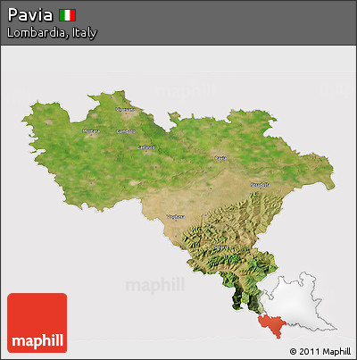 Satellite 3D Map of Pavia, cropped outside