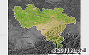 Satellite 3D Map of Pavia, darken, desaturated