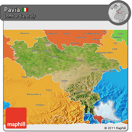 Satellite 3D Map of Pavia, political outside