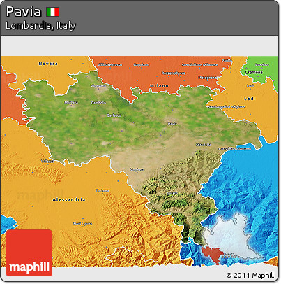 Satellite 3D Map of Pavia, political outside