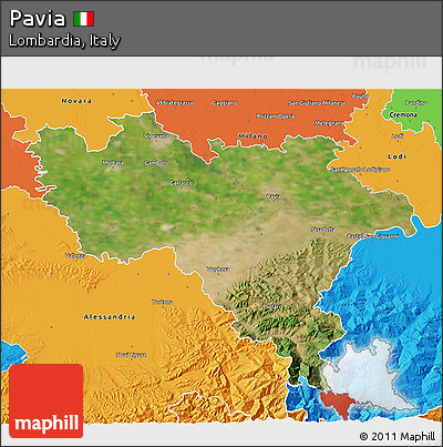 Satellite 3D Map of Pavia, political outside