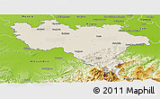 Shaded Relief Panoramic Map of Pavia, physical outside