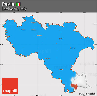 Political Simple Map of Pavia, cropped outside