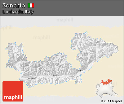Classic Style 3D Map of Sondrio, single color outside