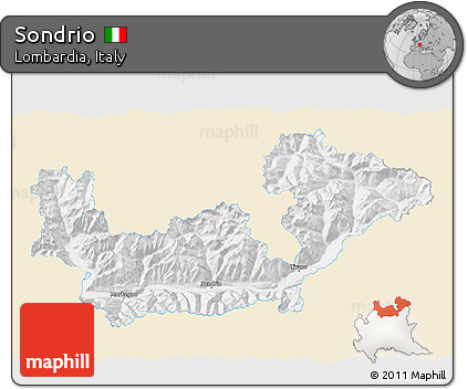 Classic Style 3D Map of Sondrio, single color outside