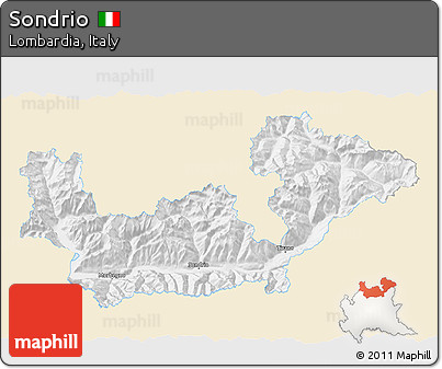 Classic Style 3D Map of Sondrio, single color outside