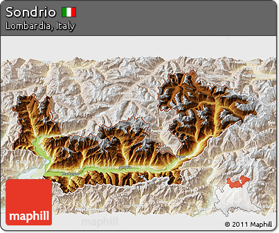 Physical 3D Map of Sondrio, lighten