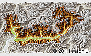 Physical 3D Map of Sondrio, lighten, semi-desaturated