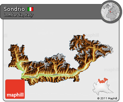 Physical 3D Map of Sondrio, single color outside