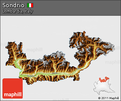 Physical 3D Map of Sondrio, single color outside