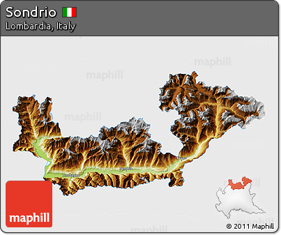 Physical 3D Map of Sondrio, single color outside
