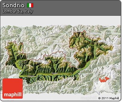 Satellite 3D Map of Sondrio, lighten
