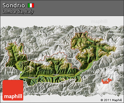 Satellite 3D Map of Sondrio, lighten, semi-desaturated