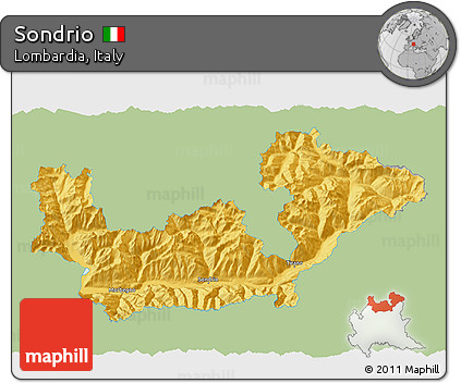 Savanna Style 3D Map of Sondrio, single color outside
