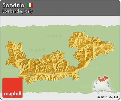 Savanna Style 3D Map of Sondrio, single color outside