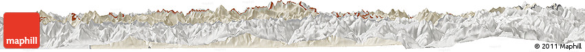Shaded Relief Horizon Map of Sondrio, lighten, semi-desaturated